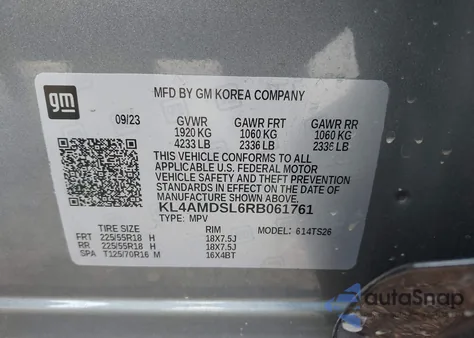 2024 Buick Encore Gx Sport Touring Fwd из США, поврежденный, VIN KL4AMDSL6RB061761